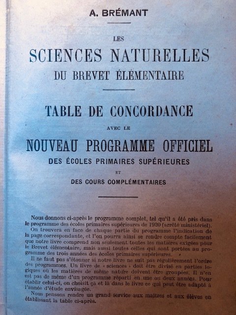 Sciences naturelles du brevet élémentaire